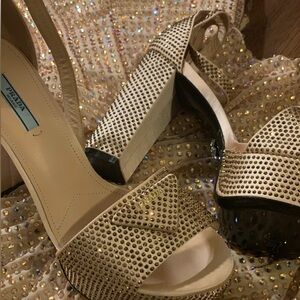 Prada crystal platform sandals/heels